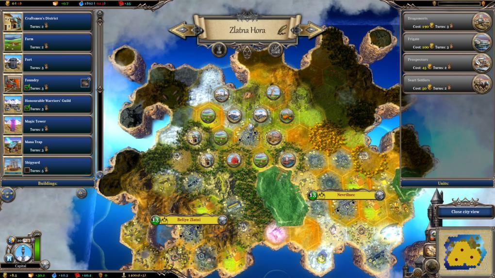 Beim Siedlungsausbau orientiert sich Warlock 2 stark an Civilization 5.