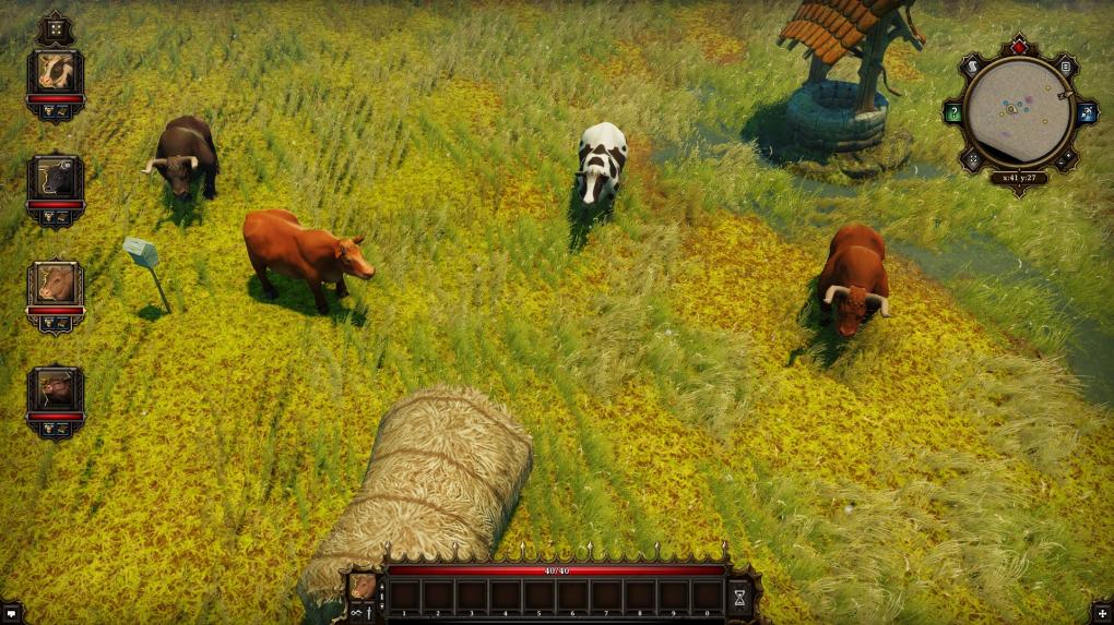 Die Party in der Mod besteht aus vier Kühen, die eine Weide abgrasen und hier andere Tiere treffen.
