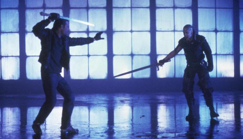 Christopher Lambert und Clancy Brown in 'Highlander' (1986)