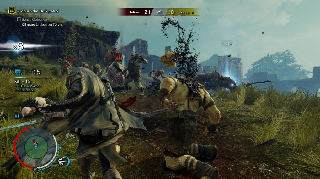 Viele Hauptmissionen sind banal und schnell vorbei. Das Wettschnetzeln mit einem Zwergenjäger bildet eine der wenigen Ausnahmen. (PS4)