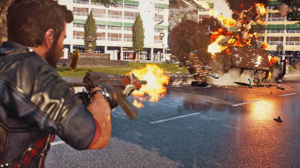 Klassische Schießereien inszeniert Avalanche zwar ordentlich, aber nicht überragend - die Stärken des Spiels sind Ricos verrückte Gadgets.