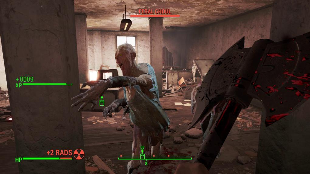 Auch wenn wir meistens ballern, hat Fallout 4 auch ein paar coole, teils verrückte Nahkampfwaffen im Angebot. Zum Beispiel diese hübsche Axt. (PS4)
