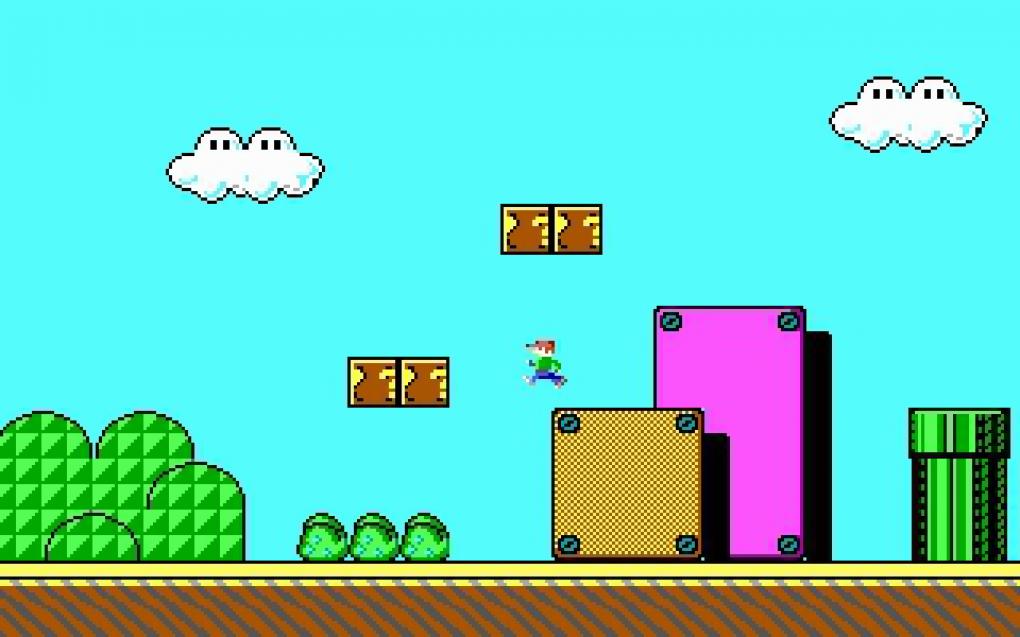 Carmack und Hall überraschen John Romero 1990 mit einer über Nacht programmierten Mischung aus Super Mario Bros. und Dangerous Dave. Das Plagiat trägt den passenden Untertitel 'Copyright Infringement' (Urheberrechtsverletzung).