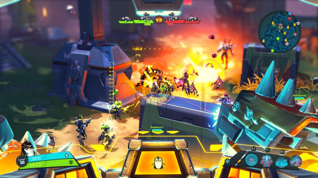Der Pinguin Toby war angeblich zu süß, um ein Battleborn zu werden. Nun mischt er in seinem riesigem Mech in den Partien mit.