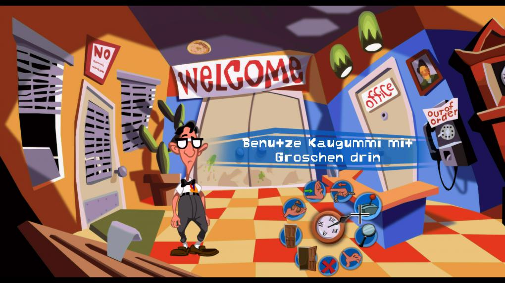 Für die HD-Neuauflage hat Double Fine ein schlankes Verben-Ringmenü eingebaut.