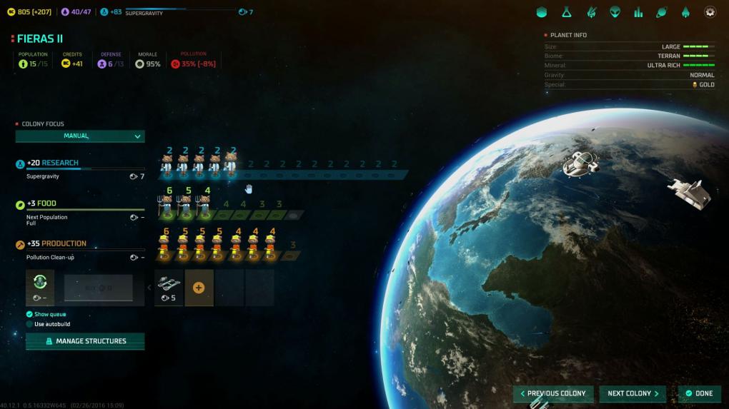 Die Namen von Gebäuden und die knuffigen Icons der Siedler wecken Erinnerungen an Master of Orion 2.