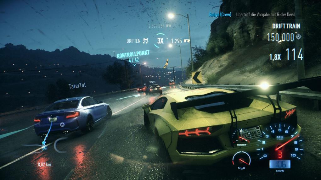 Den Punktverlust im Drifttrain-Modus durch unverschuldete Kollisionen mit den KI-Fahrern hat Ghost rausgenommen (PC).
