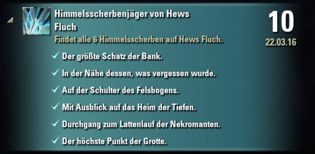 Insgesamt sechs Himmelsscherben könnt ihr in Hews Fluch, der neuen Zone von The Elder Scrolls Online, finden.