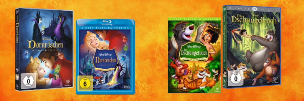 Zu den beiden Klassikern "Dornröschen" und "Das Dschungelbuch" hat Disney jeweils eine Diamond Edition und eine Platinum Edition auf den Markt gebracht. 