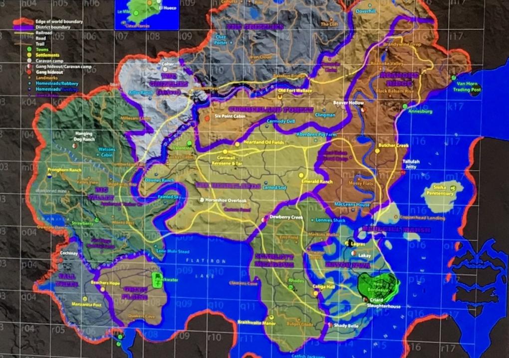 Diese vermeintliche Karte der Spielwelt zu Red Dead Redemption 2 macht im Internet die Runde. Quelle: Unbekannt.