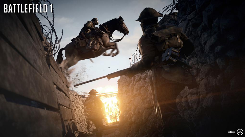 Battlefield 1: Pferd über einem Schützengraben
