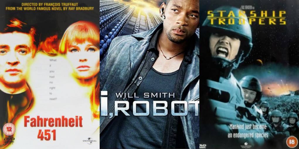 Von links nach rechts: "Fahrenheit 451"(1966); "I, Robot" (2004) und "Star Troopers" (1998)