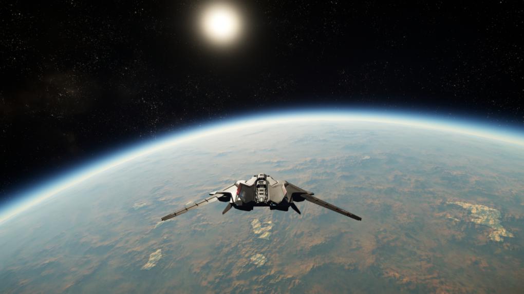 Wir bereiten uns auf den Eintritt in die Atmosphäre vor und passen Neigungswinkel und Schub entsprechend an.