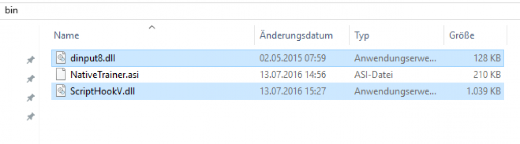 Die beiden markierten Script-Hook-Dateien kopiert ihr in euer GTA5-Verzeichnis.