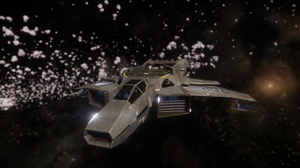 Mit unserer Hornet suchen wir im Asteroidenfeld nach der versteckten Piratenbasis.