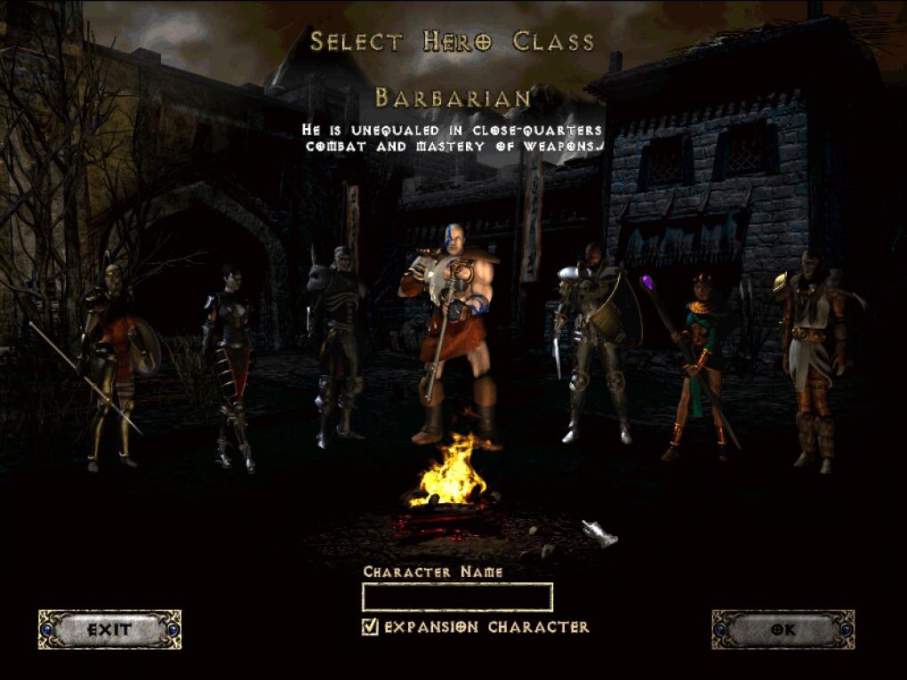 Atmosphäre vom ersten Klick an: Bereits die Charakterauswahl von Diablo 2 war enorm stimmungsvoll!