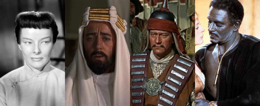 Nur einige Vertreter: Katharine Hepburn als Jade Tan in 'Drachensaat' (1944); Alec Guinness als Prince Faisal in 'Lawrence von Arabien' (1962); Laurence Olivier als Othello in 'Othello' (1965)