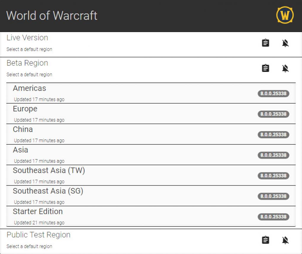 Dieser Screenshot zeigt das WoW-Update 8.0 via BlizzTrack.