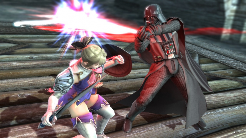In <em>Soul Calibur 4</em> legt ihr euch mit Darth Vader an, der die Zwillingsschwerter in seinen Besitz bringen will.<br>
 