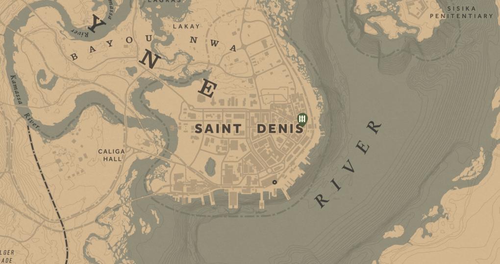 Kartenausschnitt in Red Dead Redemption 2 - Hehler in Saint Denis
