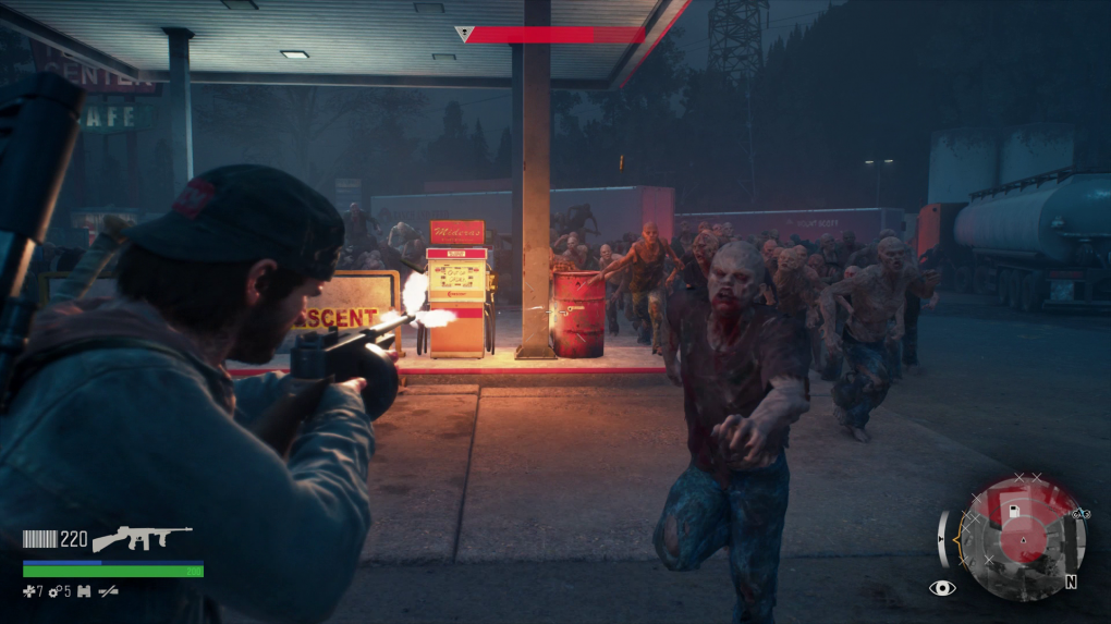 Ist euch eine Horde auf den Fersen, solltet ihr stets versuchen, Abstand zu gewinnen, sie in eine enge Stelle zu locken und zur richtigen Zeit auf explosive Objekte zu schießen.