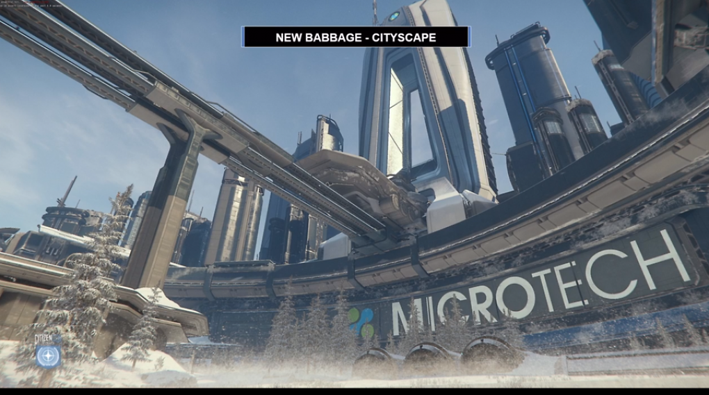 Ausblick auf die Stadt New Babbage auf microTech
