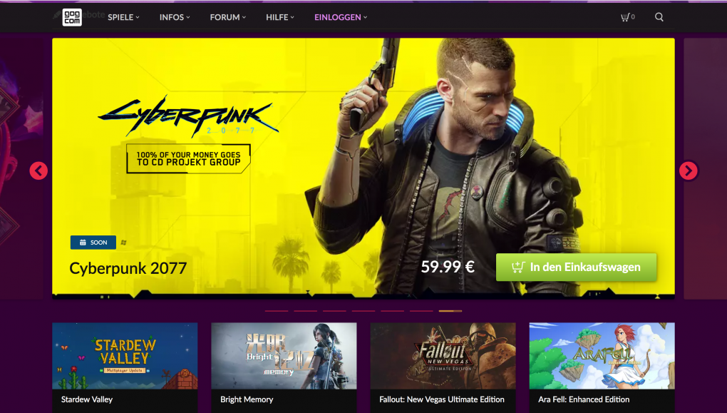 Die DRM-freie Download-Plattform GOG (Abkürzung für Good Old Games) wurde 2008 gestartet und ist das zweite große Standbein von CD Projekt. Neben aktuellen Veröffentlichungen finden Fans hier haufenweise Retrospiele, die für moderne Systeme optimiert wurden.