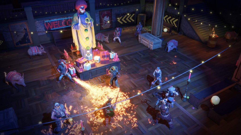 Die Payasos sind eine verrückte Clown-Gang, die gerne mit großen Waffen spielt. (Offizieller Screenshot von inXile Entertainment)
