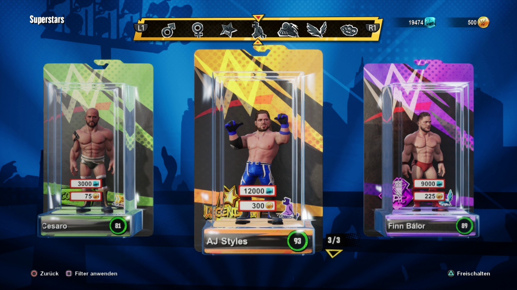 Über 70 WWE-Superstars sind im Spiel enthalten, die meisten davon müsst ihr aber erst freikaufen mit In-Game-Währung oder Echtgeld.