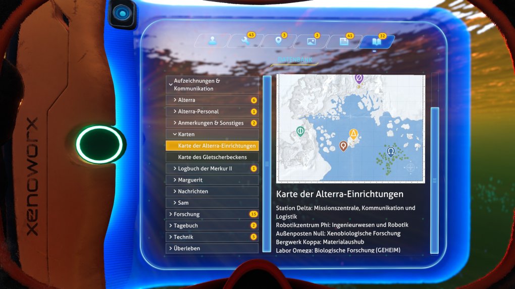 Rustikale Karten wie diese findet ihr entweder an der Wand diverser Habitate oder als PDA in der Spielwelt verteilt. Gewöhnt euch möglichst schnell an die althergebrachte Art der Navigation.