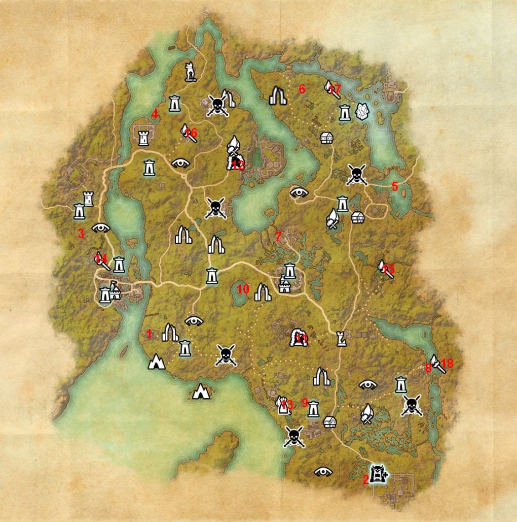 <strong>TESO:</strong> Hier seht ihr die Fundorte aller 18 Himmelsscherben in Blackwood.