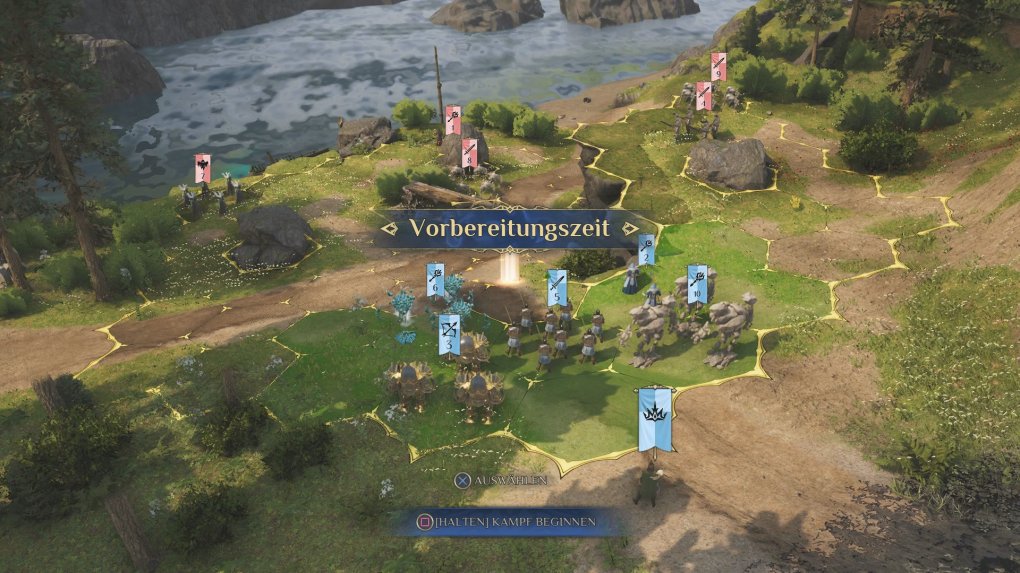 Vor jeder Schlacht nutzen wir die Vorbereitungszeit, um unsere Truppen strategisch zu platzieren.