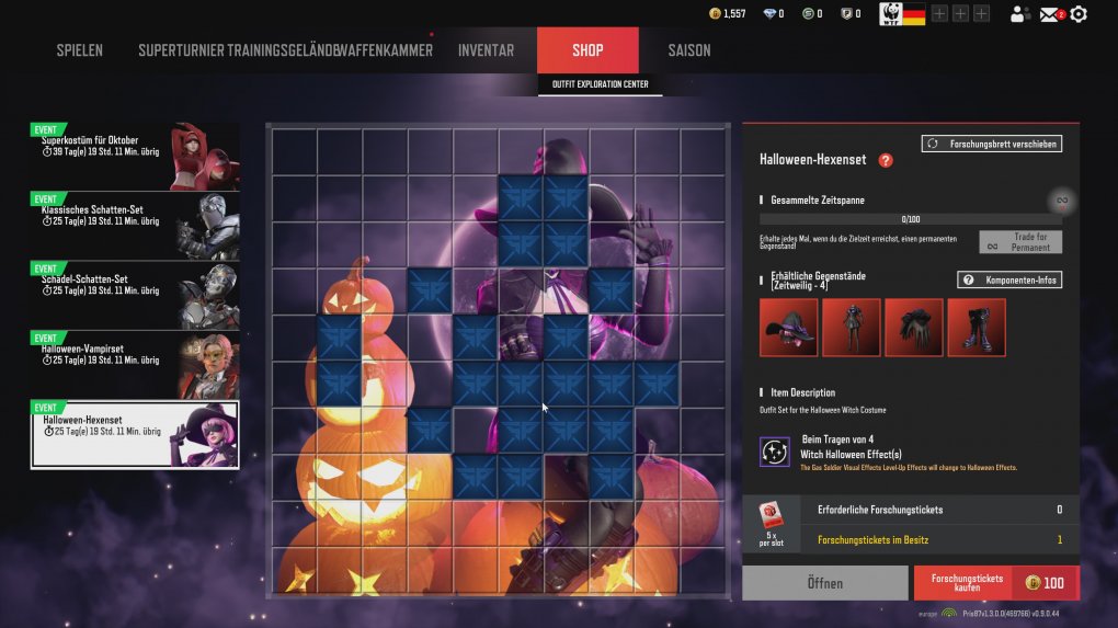 Auf dem undurchsichtigen Forschungsbrett kauft ihr euch neue Skins. Die sind aber zufällig und ihr dürft sie nicht mal permanent behalten.