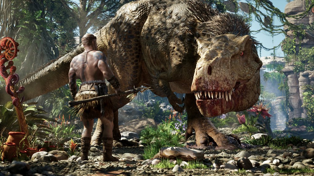 Vin Diesel und T-Rex stehen sich gegenüber