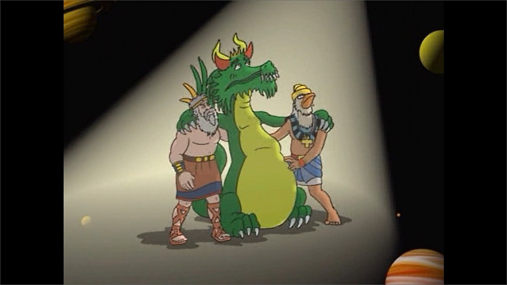 Antanzen beim Chef. Jupiter, Horus und der komische grüne Drache haben mächtig Ärger.