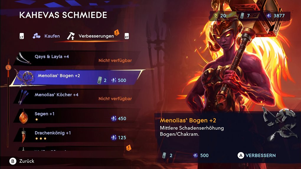 Unverzichtbar: Bei der Schmiede wertet ihr Sargons Waffen und Amulette auf.