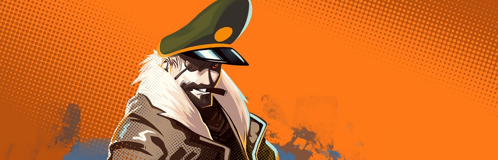 Artwork: Soldat/Truppanführer vor orangenem Hintergrund