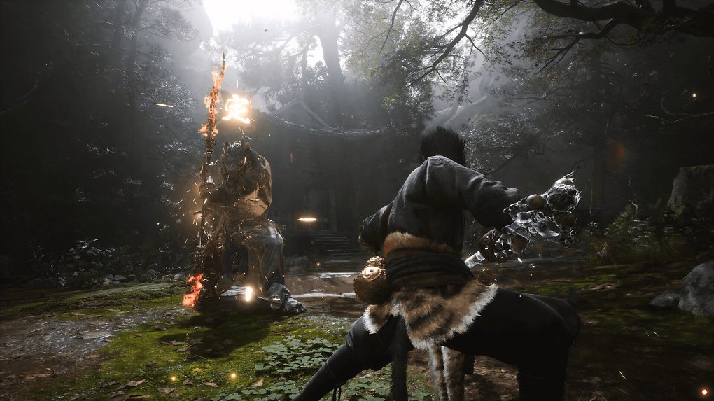 Kampf gegen einen humanoiden Wolf in Black Myth: Wukong