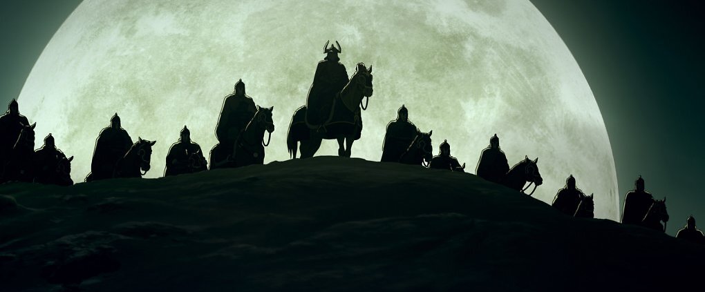 Reiter stehen am Horizont bereit