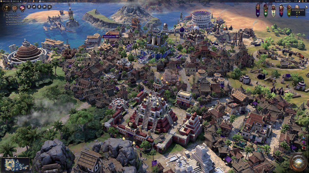 Wie schon im sechsten Teil platziert ihr in Civ 7 Gebäude und Weltwunder direkt auf die Kacheln in der Spielwelt, wodurch schöne Panoramen entstehen.