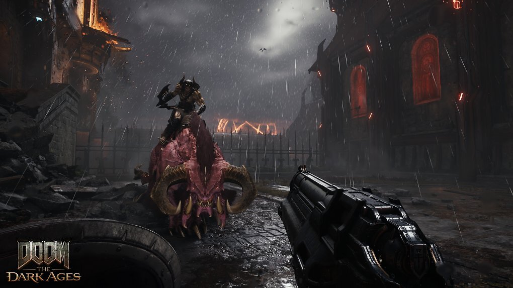 Der Slayer kämpft mit der Shotgun gegen einen Dämonenreiter.