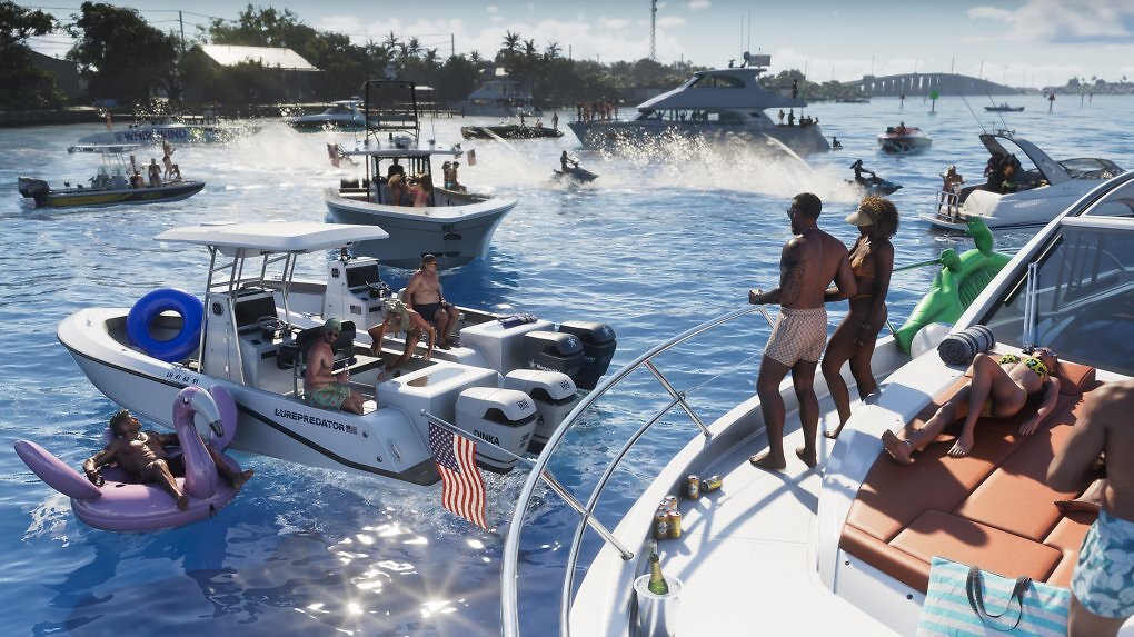 Screenshot aus GTA 6 zeigt Boot-Party in Vice City