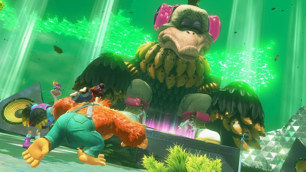 Donkey Kong auf dem Weg zu einem der riesigen Ältesten.