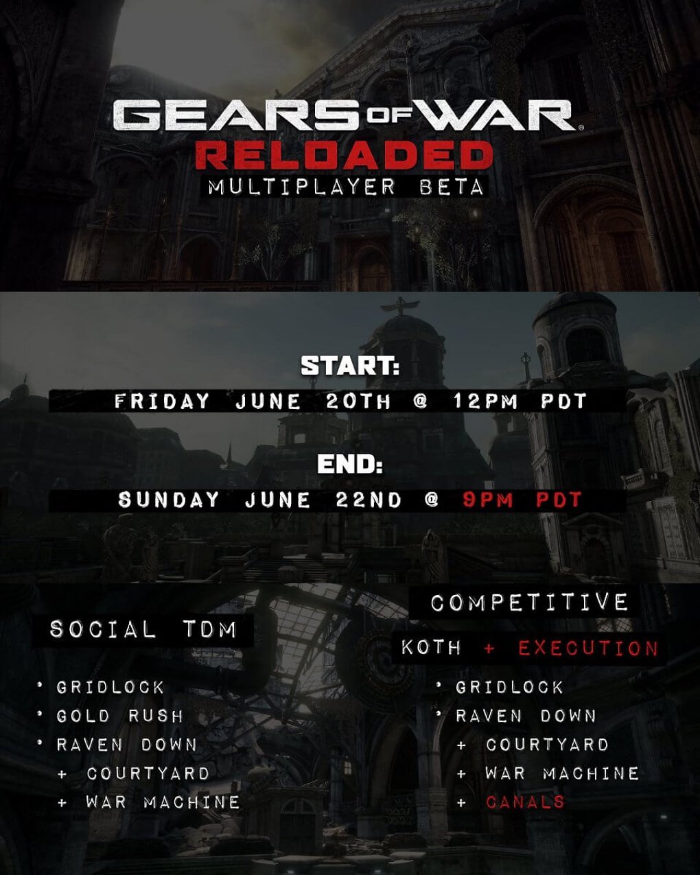 Roadmap für Gears of War: Reloaded Mehrspieler-Beta 2