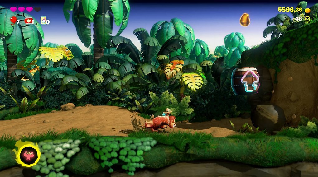 Ein Challenge-Raum-Level im klassischen Donkey Kong Country Stil.
