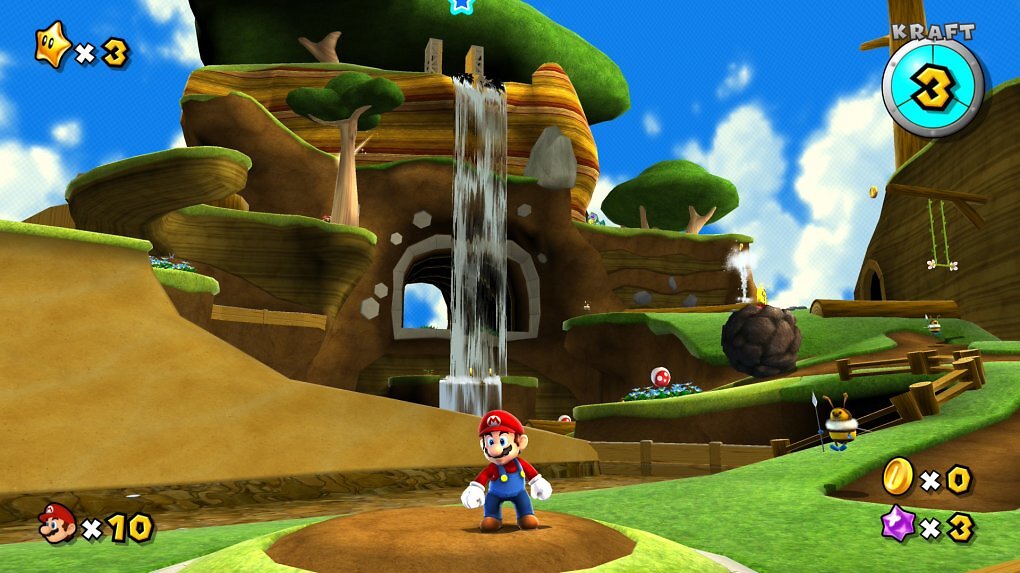Trotz klarer Ziele sind die meisten Galaxien in Super Mario Galaxy 1 recht offen gestaltet und laden zum Erkunden ein.
