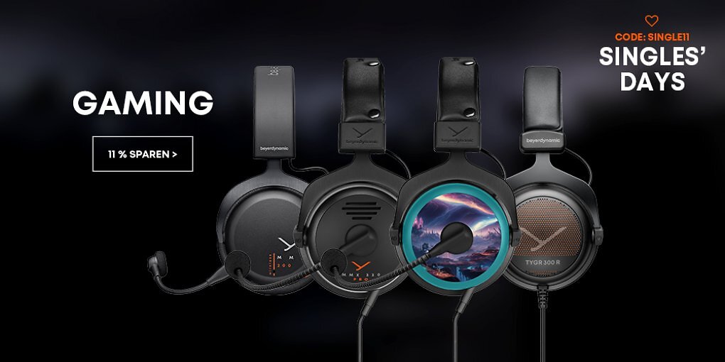 Jetzt beim Singles' Day sparen: 11% Rabatt auf fast Alles von beyerdynamic
