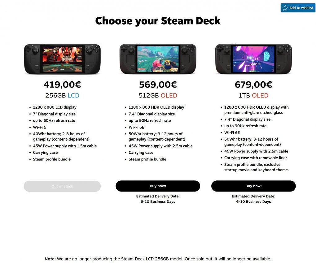 Im englischen Store schreibt Valve offiziell, dass das Steam Deck LCD 256 GB eingestellt wird.