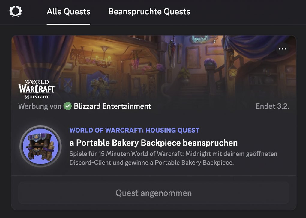 Discord-Quest mit neuem Gratis-Item für WoW.