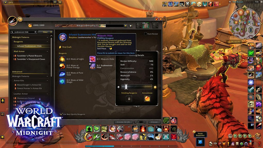Die versteckten Kosten des hochwertigen Reagenz für epische Crafts in <strong>WoW Midnight</strong>: <i>Erfüllter schuppengewebter Balg</i> wird nicht einfach nur hergestellt - er wird durch mehrere Schritte zusammengesetzt, inklusive <i>Majestätischem Fell</i>, das von mit speziellen Fischködern anzulockenden seltenen Bestien gekürschnert wird, bis hin zu acht verschiedenen Partikeln, die aus mehreren Zonen stammen.